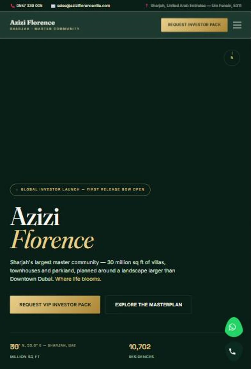 The aziziflorencevilla.com website on a tablet